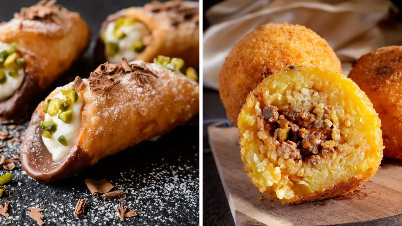 Sicilianska arancini och cannoli
